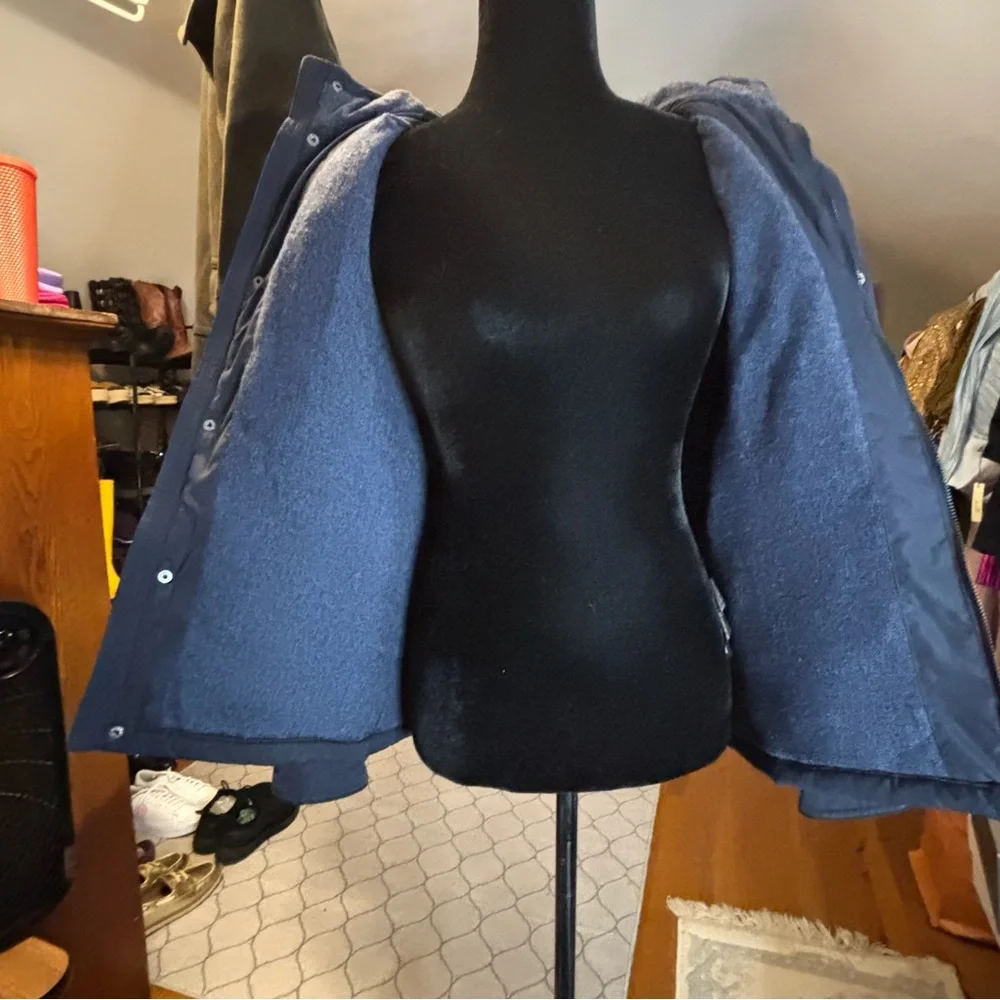 Zara Boys Quilted Hooded Coat Navy Jacket Size 11/12